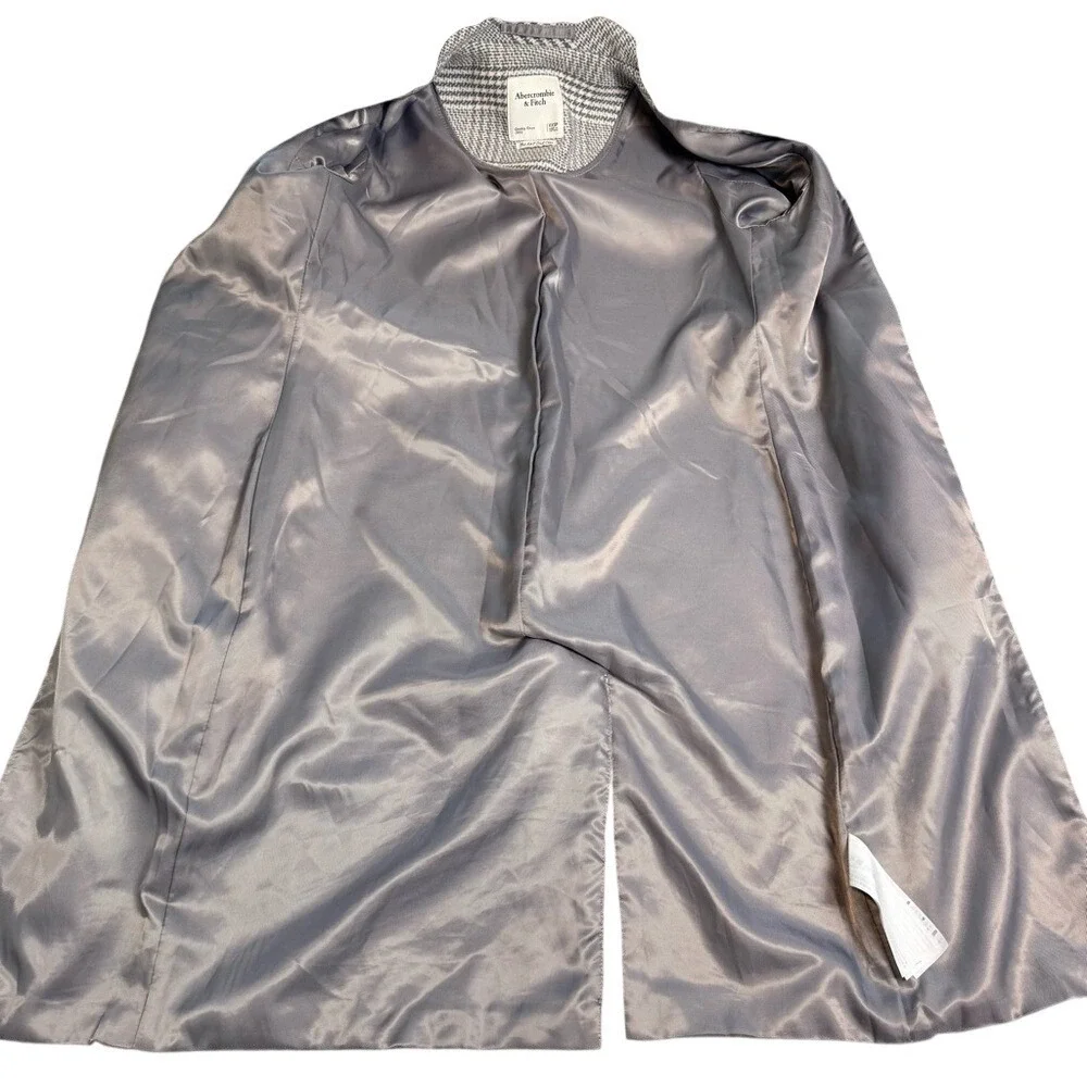 The A&F Dad Coat Plaid Wool Blend Overcoat Women's Size XXSP‎ Gray Classic
